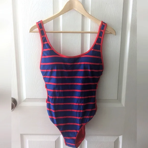 DKNY Women's One Piece Striped Swim Suit - Picture 1 of 5